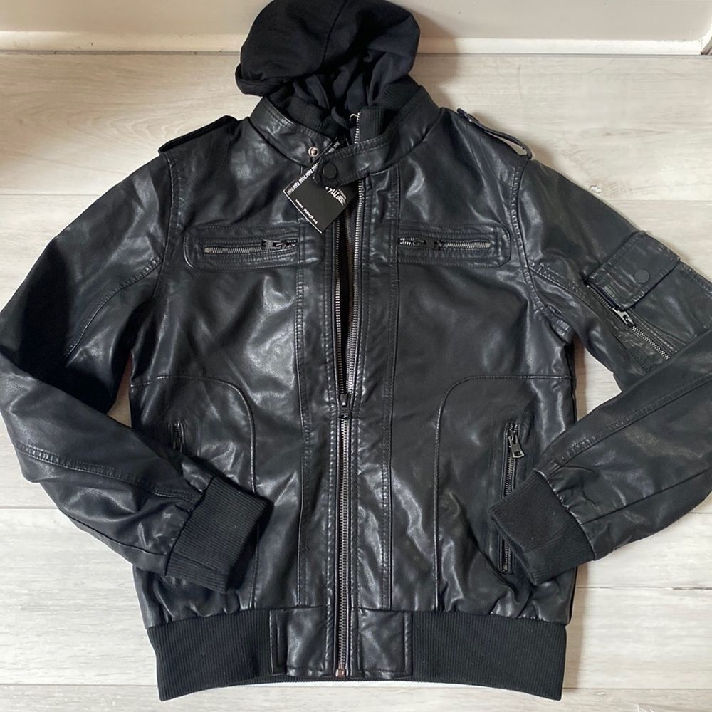 Raw 7 Men's faux leather jacket Size‎ M in Black NWT IN PKG
